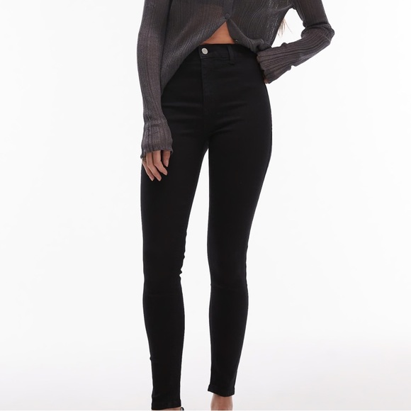Topshop high rise Joni Jeans in Black - Picture 2 of 6